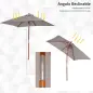 Parasol de Terraza Rectangular Inclinable 200x150x235 cm con Anti-UV Impermeable y Poste de Madera Gris