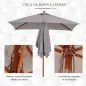 Parasol de Terraza Rectangular Inclinable 200x150x235 cm con Anti-UV Impermeable y Poste de Madera Gris