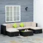 Conjunto Muebles de Jardín de Ratán 7 Piezas Mesa Sofás Taburetes con Cojines Lavables 2xSofá de Esquina 2xSofá 2xTaburete 1xMes