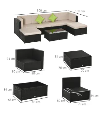 Conjunto Muebles de Jardín Ratán