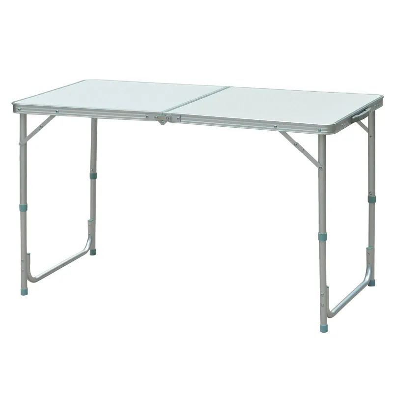 Mesa de Camping Plegable convertible en Maleta Altura Regulable para Picnic 120x60x54-70 cm con Encimera de MDF Marco de Alumini