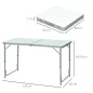 Mesa de Camping Plegable convertible en Maleta Altura Regulable para Picnic 120x60x54-70 cm con Encimera de MDF Marco de Alumini