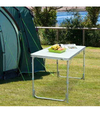 Mesa de Camping Plegable convertible en Maleta Altura Regulable para Picnic 120x60x54-70 cm con Marco de Aluminio