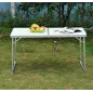 Mesa de Camping Plegable convertible en Maleta Altura Regulable para Picnic 120x60x54-70 cm con Encimera de MDF Marco de Alumini
