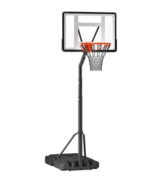 Canasta de Baloncesto con Soporte de Ruedas Aro de Basket Ajustable en Altura con Base Rellenable 90x165x302-352cm Negro