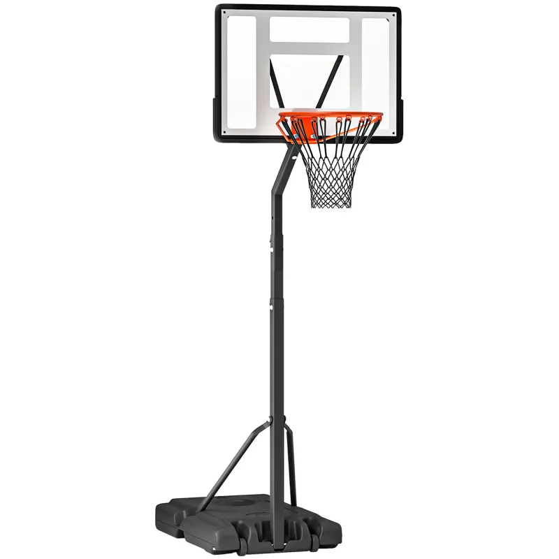 Canasta de Baloncesto con Soporte de Ruedas Aro de Basket Ajustable en Altura con Base Rellenable 90x165x302-352cm Negro