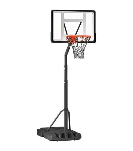 Canasta de Baloncesto con Soporte de Ruedas Aro de Basket Ajustable en Altura con Base Rellenable 90x165x302-352cm Negro