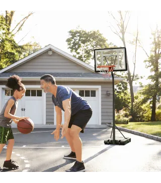 Canasta de Baloncesto con Soporte de Ruedas Aro de Basket Ajustable en Altura con Base Rellenable 90x165x302-352cm Negro
