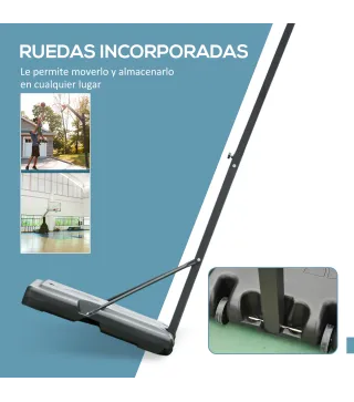 Canasta de Baloncesto con Soporte de Ruedas Aro de Basket Ajustable en Altura con Base Rellenable 90x165x302-352cm Negro