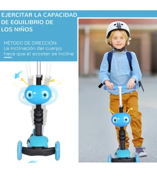 3 en 1 Patinete para Niños de +18 Meses Scooter de 3 Ruedas con Asiento Extraíble Manillar Mango de Empuje Altura Ajustable 62x2