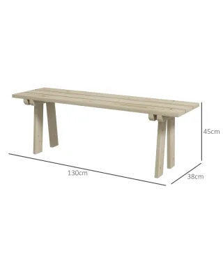 Banco de Madera de 2 Plazas Carga 220 kg Banco de Exterior para Jardín Patio Terraza 130x38x45 cm Natural
