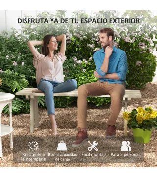 Banco de Madera de 2 Plazas Carga 220 kg Banco de Exterior para Jardín Patio Terraza 130x38x45 cm Natural
