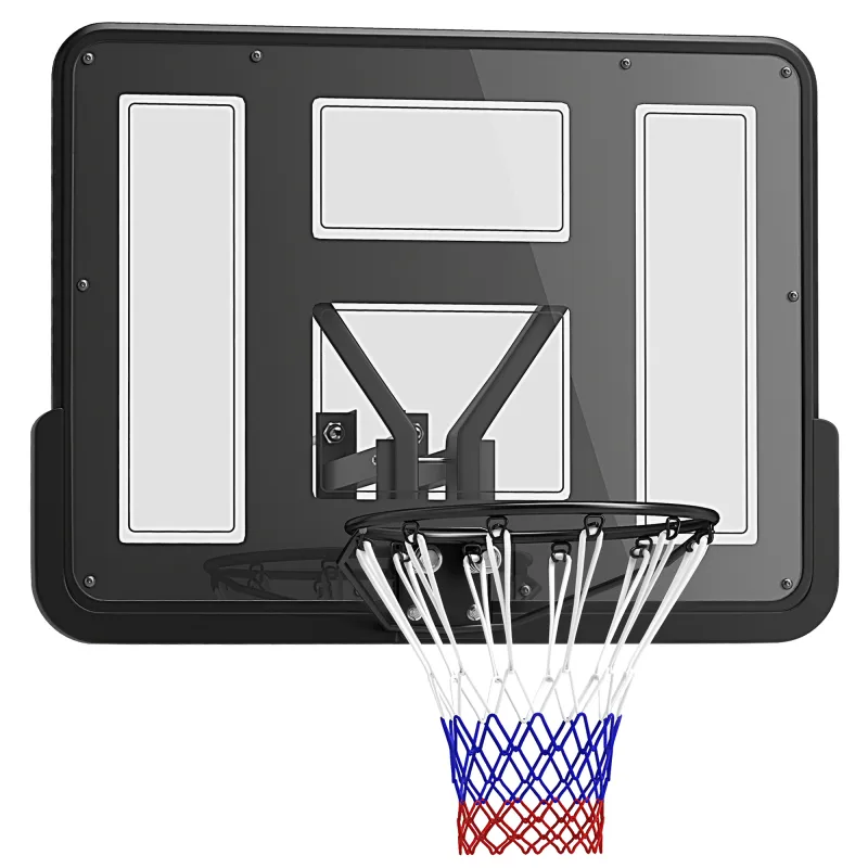 Canasta de Baloncesto de Pared Tablero de Baloncesto con Panel Irrompible para Interior y Exterior 110x23x75 cm Negro