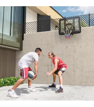 Canasta de Baloncesto de Pared Tablero de Baloncesto con Panel Irrompible para Interior y Exterior 110x23x75 cm Negro