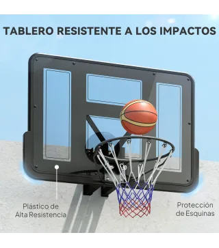 Canasta de Baloncesto de Pared Tablero de Baloncesto con Panel Irrompible para Interior y Exterior 110x23x75 cm Negro