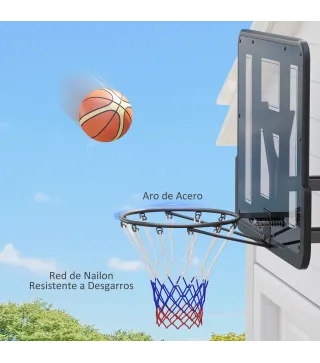 Canasta de Baloncesto de Pared Tablero de Baloncesto con Panel Irrompible para Interior y Exterior 110x23x75 cm Negro