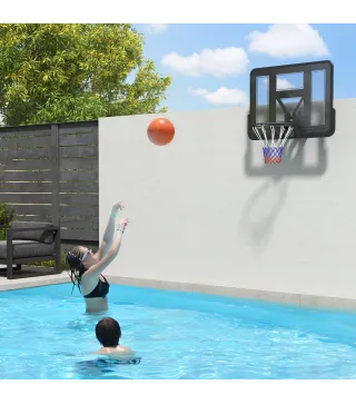 Canasta de Baloncesto de Pared Tablero de Baloncesto con Panel Irrompible para Interior y Exterior 110x23x75 cm Negro