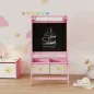 Pizarra Infantil Caballete 3 en 1 Caballete de Pintura para Niños de Doble Cara con Rollo de Papel y Cestas Rosa