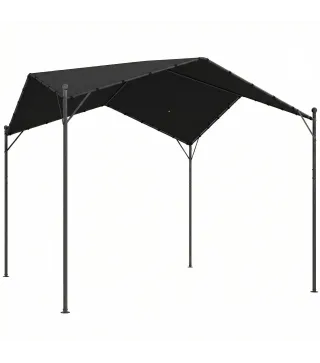 Pérgola de Jardín 3x3 m con Dosel UPF30+ y Estructura Metálica, Gris