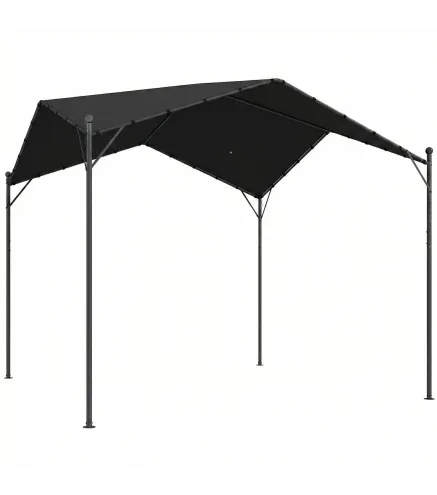 Pérgola de Jardín 3x3 m con Dosel UPF30+ y Estructura Metálica, Gris