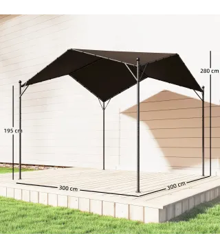 Pérgola de Jardín 3x3 m con Dosel UPF30+ y Estructura Metálica, Gris