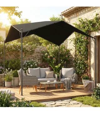 Pérgola de Jardín 3x3 m con Dosel UPF30+ y Estructura Metálica, Gris