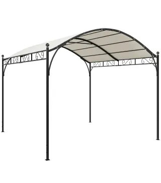 Pérgola de Jardín 3x3 m con Dosel UV30+ Estructura de Metal Galvanizado Techo Arqueado Pabellón para Exterior Crema