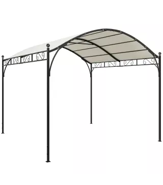 Pérgola de Jardín 3x3 m con Dosel UV30+ Estructura de Metal Galvanizado Techo Arqueado Pabellón para Exterior Crema