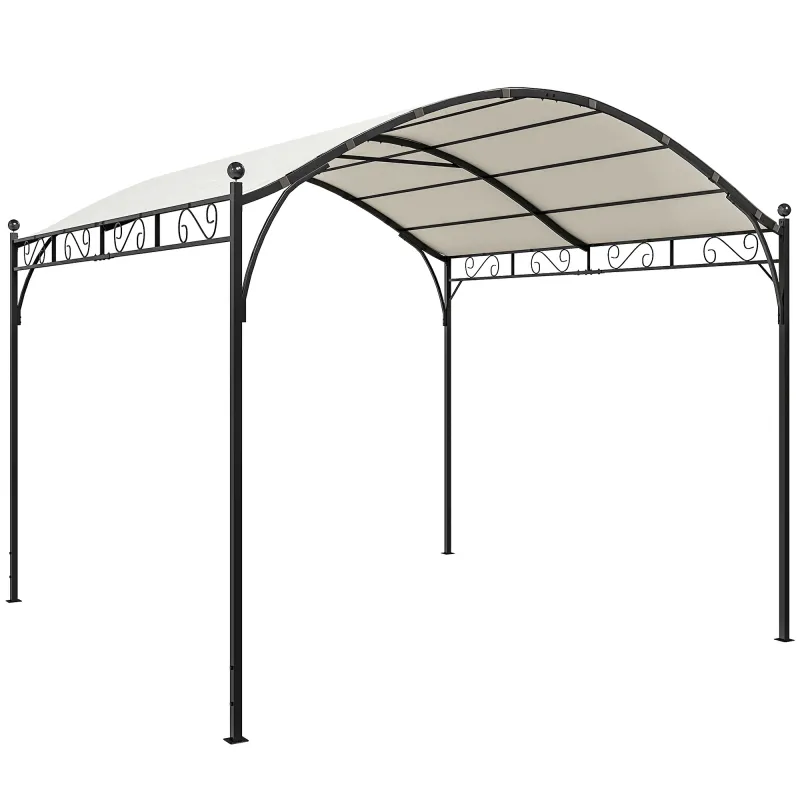 Pérgola de Jardín 3x3 m con Dosel UV30+ Estructura de Metal Galvanizado Techo Arqueado Pabellón para Exterior Crema