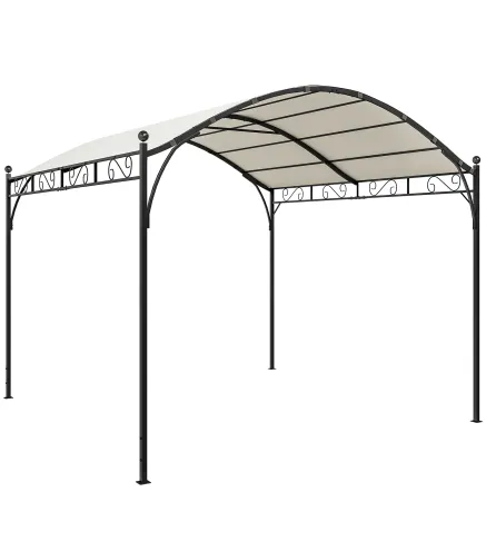 Pérgola de Jardín 3x3 m con Dosel UV30+ Estructura de Metal Galvanizado Techo Arqueado Pabellón para Exterior Crema
