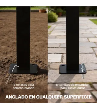 Pérgola de Jardín 3x3 m con Dosel UV30+ Estructura de Metal Galvanizado Techo Arqueado Pabellón para Exterior Crema