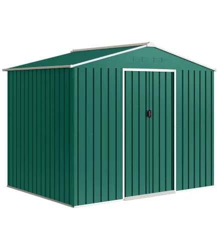 Cobertizo de Jardín Exterior 3,6 m² 236x171x191 cm con Puertas Correderas y Ranuras de Ventilación Verde