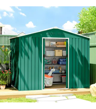Cobertizo de Jardín Exterior 3,6 m² 236x171x191 cm con Puertas Correderas y Ranuras de Ventilación Verde