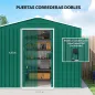 Cobertizo de Jardín Exterior 3,6 m² 236x171x191 cm con Puertas Correderas y Ranuras de Ventilación Verde