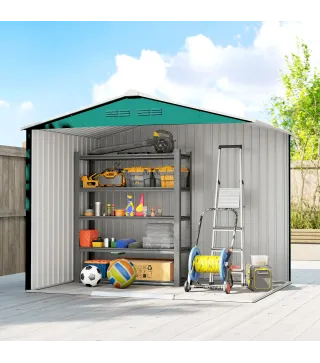 Cobertizo de Jardín Exterior 3,6 m² 236x171x191 cm con Puertas Correderas y Ranuras de Ventilación Verde