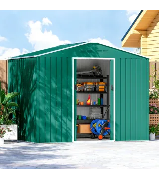 Cobertizo de Jardín Exterior 3,6 m² 236x171x191 cm con Puertas Correderas y Ranuras de Ventilación Verde