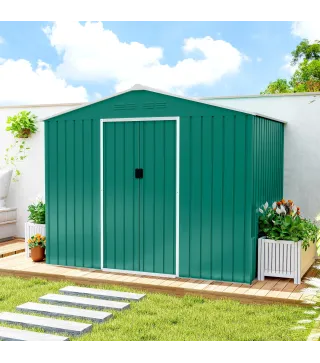 Cobertizo de Jardín Exterior 3,6 m² 236x171x191 cm con Puertas Correderas y Ranuras de Ventilación Verde