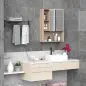 Armario con Espejo Armario de Baño Montado en Pared con Estante Ajustable en Altura Espacio Interno Estantes Abiertos 60