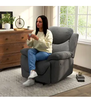 Sillón Reclinable Manualmente 150 Grados con Reposabrazos y Reposapiés Acolchado Grueso de Esponja Soporta hasta 150 kg