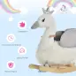 Balancín Infantil en Forma de Cisne de Felpa para Bebés 18-36 Meses con Sonido y Cinturón 60x33x59 cm Gris y Blanco
