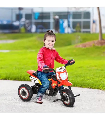 Moto Correpasillos Infantil para Niños de +18 Meses con Apariencia de Moto de Montaña con 3 Ruedas con Luces y Sonido Pedales Di