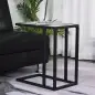 Mesita Auxiliar Mesa Lateral para Sofá Moderna con Superficie Imitación Mármol Estructura de Metal 45x30x51,5 cm Blanco
