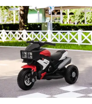 Moto Eléctrica Infantil con Luces Bocina Música Neumáticos Anchos Moto para Niños con Velocidad 3 km/h Rojo