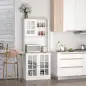 Alacena de Cocina con Estantes y Puertas de Vidrio para Pequeños Electrodomésticos y Menaje 80x37x183 cm Blanco
