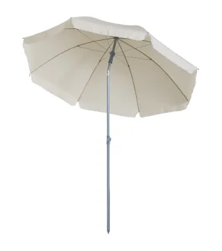 Sombrilla de Playa Diámetro de Ø202 cm con Techo Inclinable Poste Desmontable y Pincho Inferior para Jardín Beige