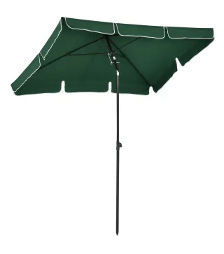 Sombrilla de Terraza de Aluminio 198x130x245 cm Parasol de Jardín Rectangular con Función de Inclinación Verde