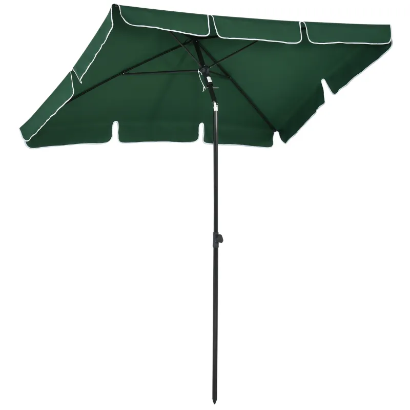 Sombrilla de Terraza de Aluminio 198x130x245 cm Parasol de Jardín Rectangular con Función de Inclinación Verde