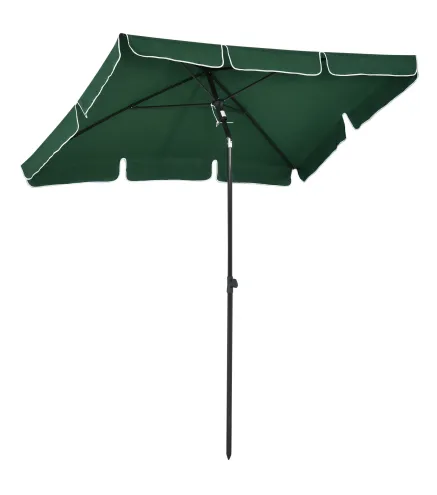 Sombrilla de Terraza de Aluminio 198x130x245 cm Parasol de Jardín Rectangular con Función de Inclinación Verde