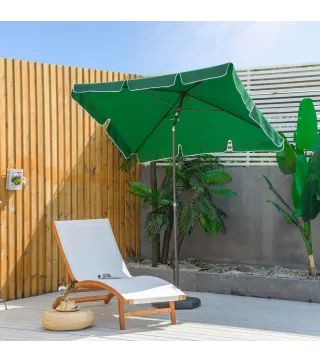 Sombrilla de Terraza de Aluminio 198x130x245 cm Parasol de Jardín Rectangular con Función de Inclinación Verde