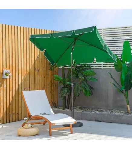 Sombrilla de Terraza de Aluminio 198x130x245 cm Parasol de Jardín Rectangular con Función de Inclinación Verde